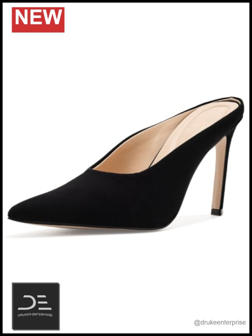 Leather Pointed Toe Stiletto Heel Mule Slip-On Backless